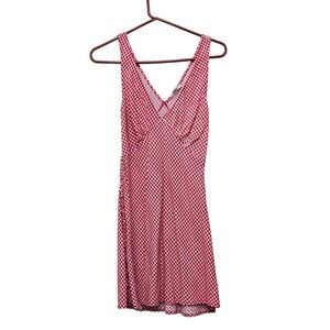 True Love Gingham Check Babydoll Picnic Sleeveless Mini Dress Size L Red‎ White